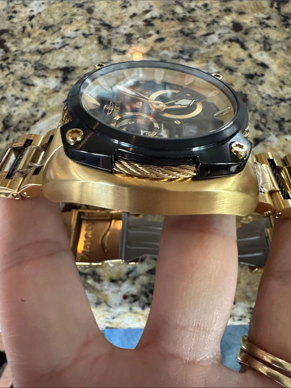 Invicta Bolt Gold and Black Skeleton Automatic Watch model 34958